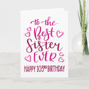 Tarjeta Mejor Hermana del Mundo Tipografía de cumpleaños 1
