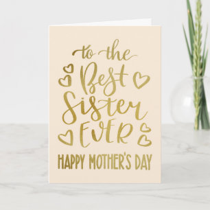 Tarjeta Mejor Hermana del Mundo Tipografía del Día de la M