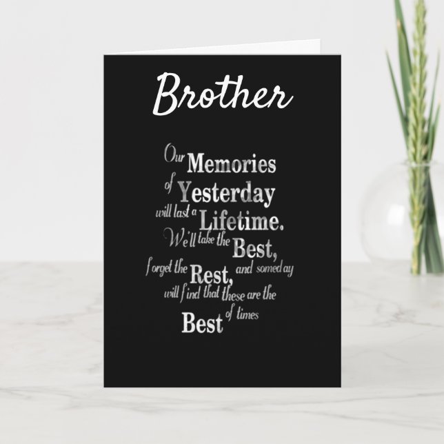 TARJETA **MEJOR HERMANO DE LA HISTORIA** FELIZ CUMPLEAÑOS (Anverso)