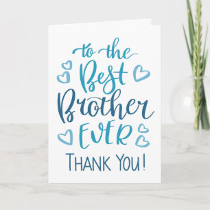 Tarjeta Mejor Hermano del Mundo Gracias Tipografía en Azul