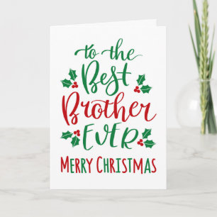 Tarjeta Mejor Hermano del Mundo Tipografía Navideña Feliz
