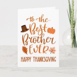 Tarjeta Mejor Hermano Día de Acción de Gracias en Naranja
