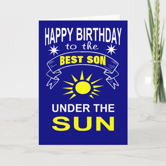 Tarjeta mejor hijo bajo el cumpleaños del sol (Anverso)