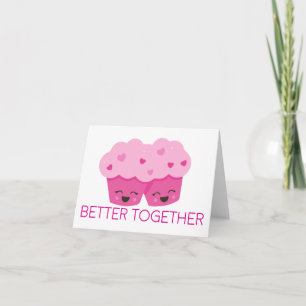 Tarjeta Mejor Juntos Dos Cupcakes Rosa San Valentín