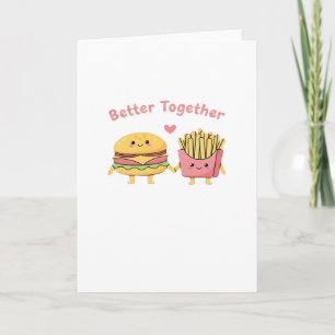 Tarjeta Mejor Juntos San Valentín Cute Kawaii Hamburguesa 