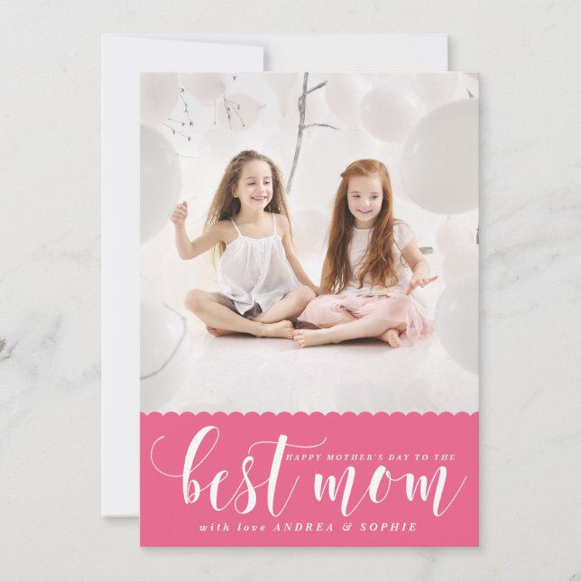 Tarjeta Mejor madre | White Modern Calligraphy Mother's Da (Anverso)