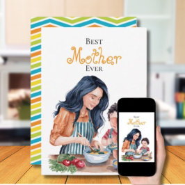 Tarjeta Mejor Mamá, Arte de acuarela para madres e hijos