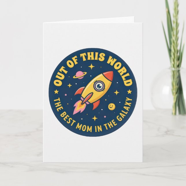 Tarjeta Mejor Mamá Cohete Nave Espacial Cumpleaños Día de  (Anverso)