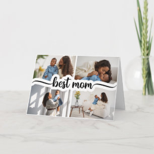 Tarjeta Mejor mamá collage personalizado de 4 fotos