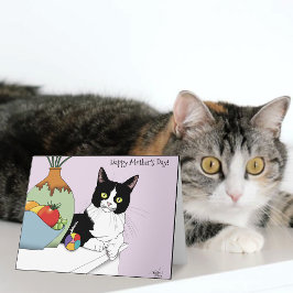 Tarjeta Mejor Mamá de Gato Día de la Madre Gato Tuxedo Ado
