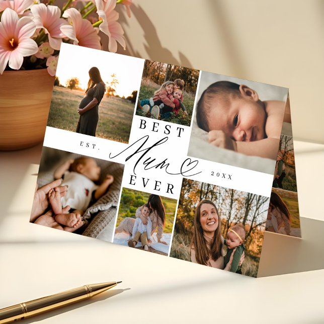 Tarjeta Mejor Mamá de la historia | Collage de fotos del D (Best Mum Ever | Mother's Day 6 Photo Collage Card)