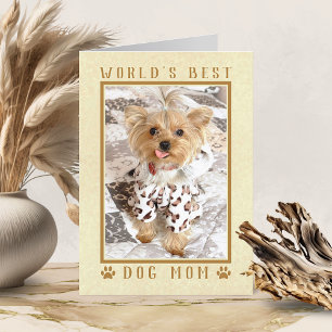 Tarjeta Mejor Mamá de Perro del Mundo Foto Dorada Día de l