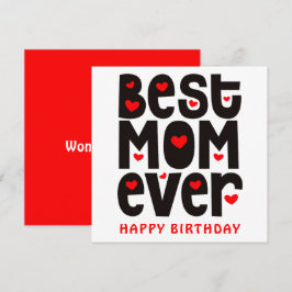 Tarjeta Mejor Mamá del Corazón Feliz Cumpleaños Blanco Neg