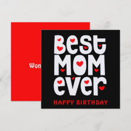 Tarjeta Mejor Mamá del Corazón Feliz Cumpleaños Blanco Roj