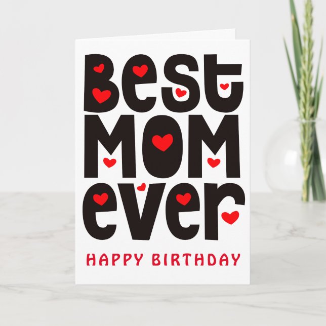Tarjeta Mejor Mamá del Corazón, Nacimiento Blanco Rojo (Anverso)