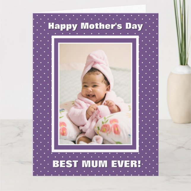 Tarjeta Mejor Mamá del Día de la Madre Púrpura (Anverso)