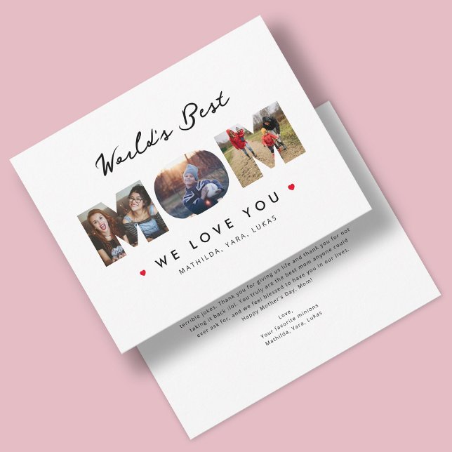 Tarjeta Mejor Mamá del Mundo 3 Colage de Fotos Carta Diver (Subido por el creador)