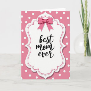 Tarjeta Mejor Mamá del Mundo con Lazo Rosa