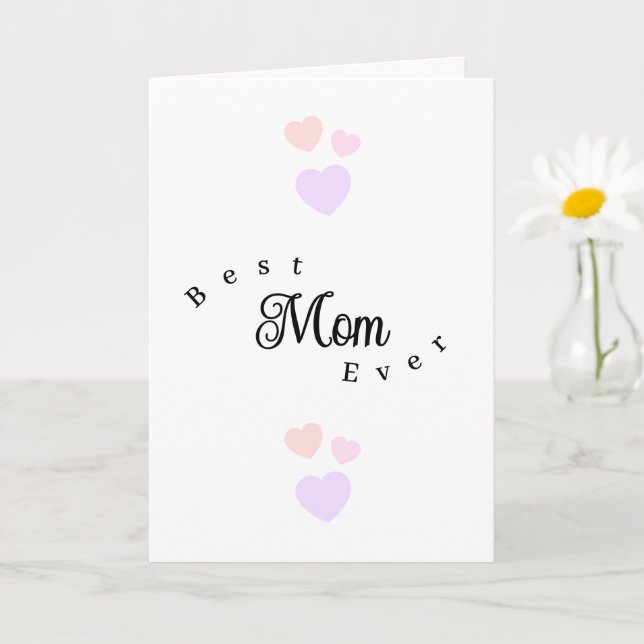 Tarjeta Mejor mamá del mundo Cumpleaños corazones modernos (Planta pequeña)