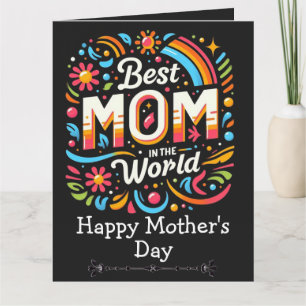 Tarjeta Mejor Mamá Del Mundo - Día de la Madre Floral Arco