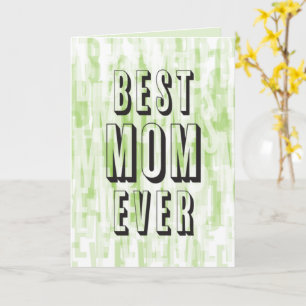 Tarjeta Mejor Mamá del Mundo Letras Bloque Modernas Verdes