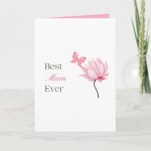 Tarjeta Mejor Mamá del Mundo, Loto y Mariposa, Cumpleaños 