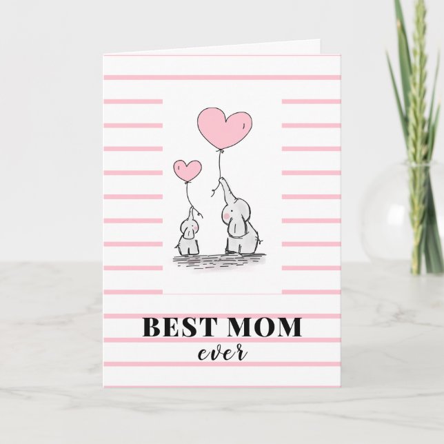 Tarjeta Mejor Mamá Día de la Madre de Amor Elefante (Anverso)
