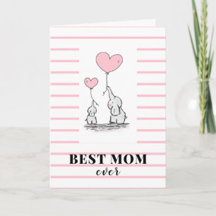 Tarjeta Mejor Mamá Día de la Madre de Amor Elefante 