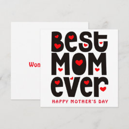 Tarjeta Mejor Mamá Día de la Madre del corazón Blanco Negr