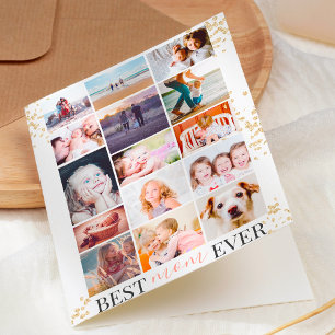Tarjeta Mejor mamá día de la madre rosa collage de 15 foto