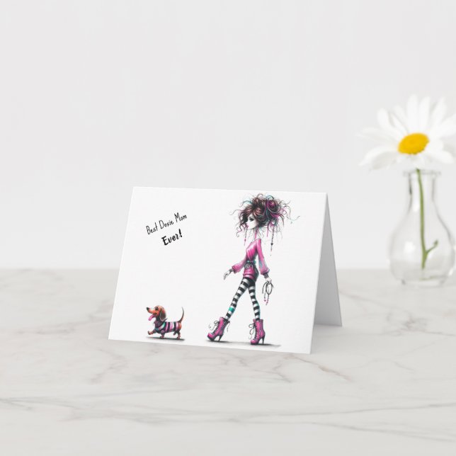 Tarjeta Mejor mamá Doxie Día de la Madre (Planta pequeña)