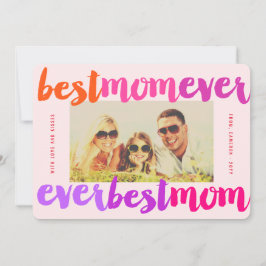 Tarjeta Mejor Mamá Siempre Colorida Guión Cepillado Foto M