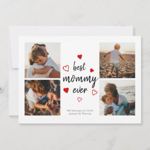 Tarjeta Mejor Mamá Tipografía Corazón Rojo Lindo Collage d