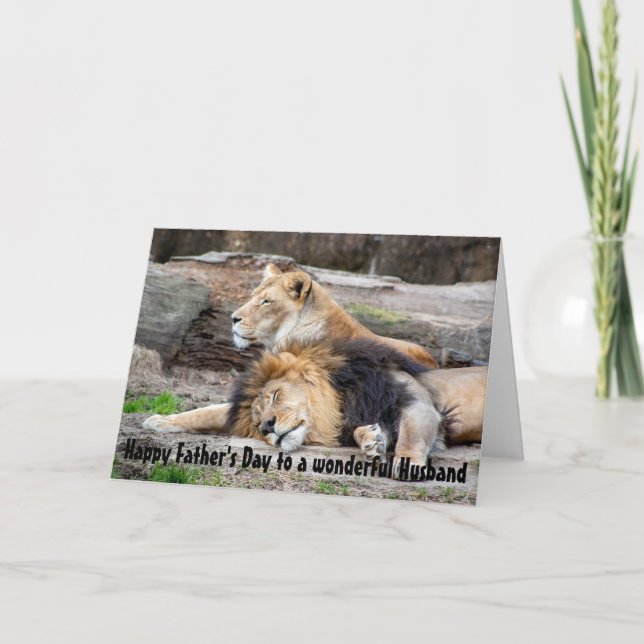 Tarjeta Mejor Marido del Día del Padre, animal leonero (Anverso)