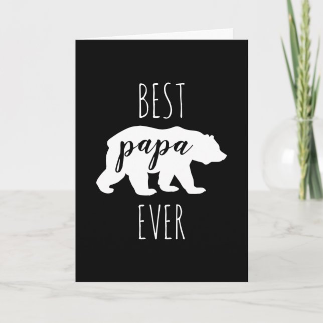 Tarjeta Mejor oso de papá negro y blanco moderno (Anverso)