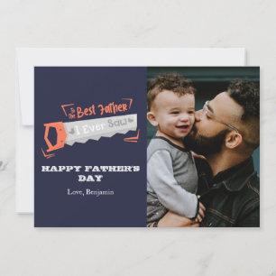 Tarjeta Mejor Padre Azul mínimo - Foto del Día del Padre