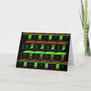Tarjeta Mejor papá bloquea el texto verde y marrón