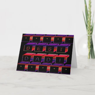 Tarjeta Mejor papá bloquea texto rojo y púrpura