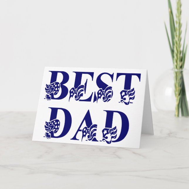 Tarjeta Mejor Papá con Banderas Azul Texto (Anverso)