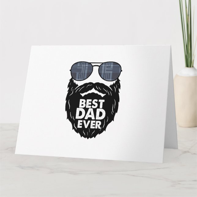 Tarjeta Mejor Papá del mundo; barba; Papá barbudo; gafas d (Anverso)