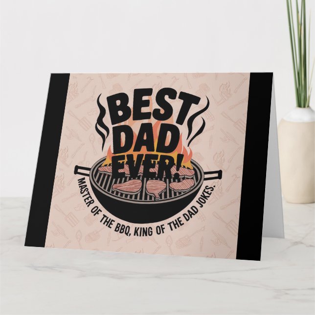 Tarjeta Mejor Papá del Mundo Diseño de Barbacoa – Rey de l (Anverso)
