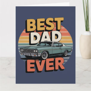 Tarjeta Mejor Papá del Mundo Retro Antiguo Auto Musculoso 
