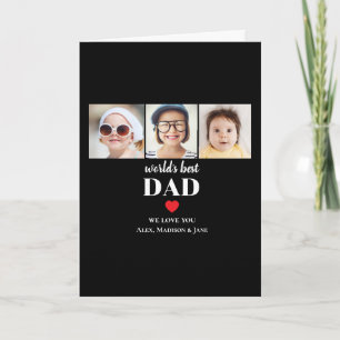 Tarjeta Mejor Papá del Mundo Te amamos 3 Nombres de Niños