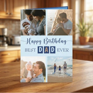 Tarjeta Mejor Papá del Mundo Tipografía Divertida 4 Fotos