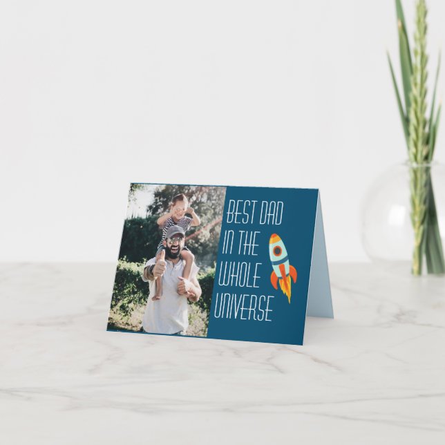 Tarjeta Mejor Papá En Todo El Día De Los Padres Espaciales (Anverso)