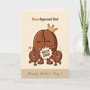 Tarjeta Mejor Papá Frijol Cute Café Frijol Día del Padre