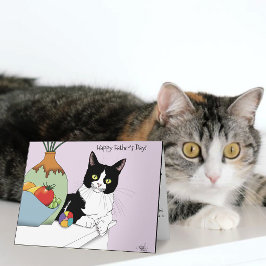 Tarjeta Mejor Papá Gato Gato Esmoquinado Lindo Día del Pad