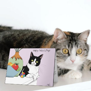 Tarjeta Mejor Papá Gato Gato Esmoquinado Lindo Día del Pad