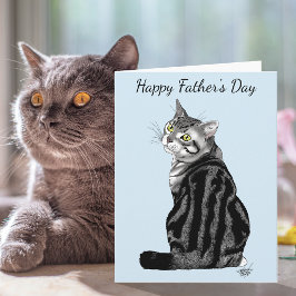 Tarjeta Mejor Papá Gato Siempre Tabby Plateado Día del Pad