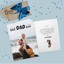 Tarjeta Mejor papá jamás padre en foto de caballito de mar